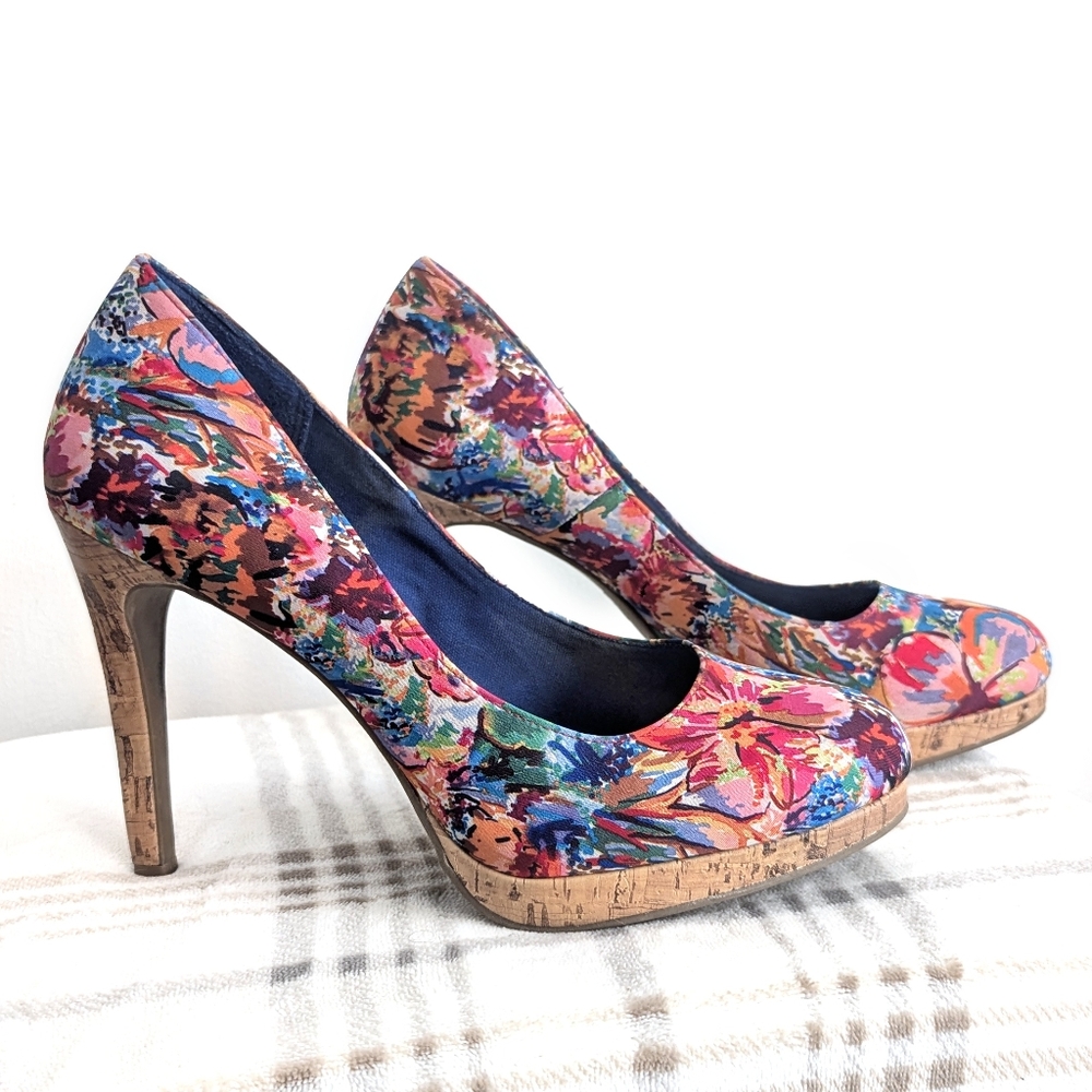 FIONI Laguna Tropical Multicolor Floral High Heel Platforms Stilettos